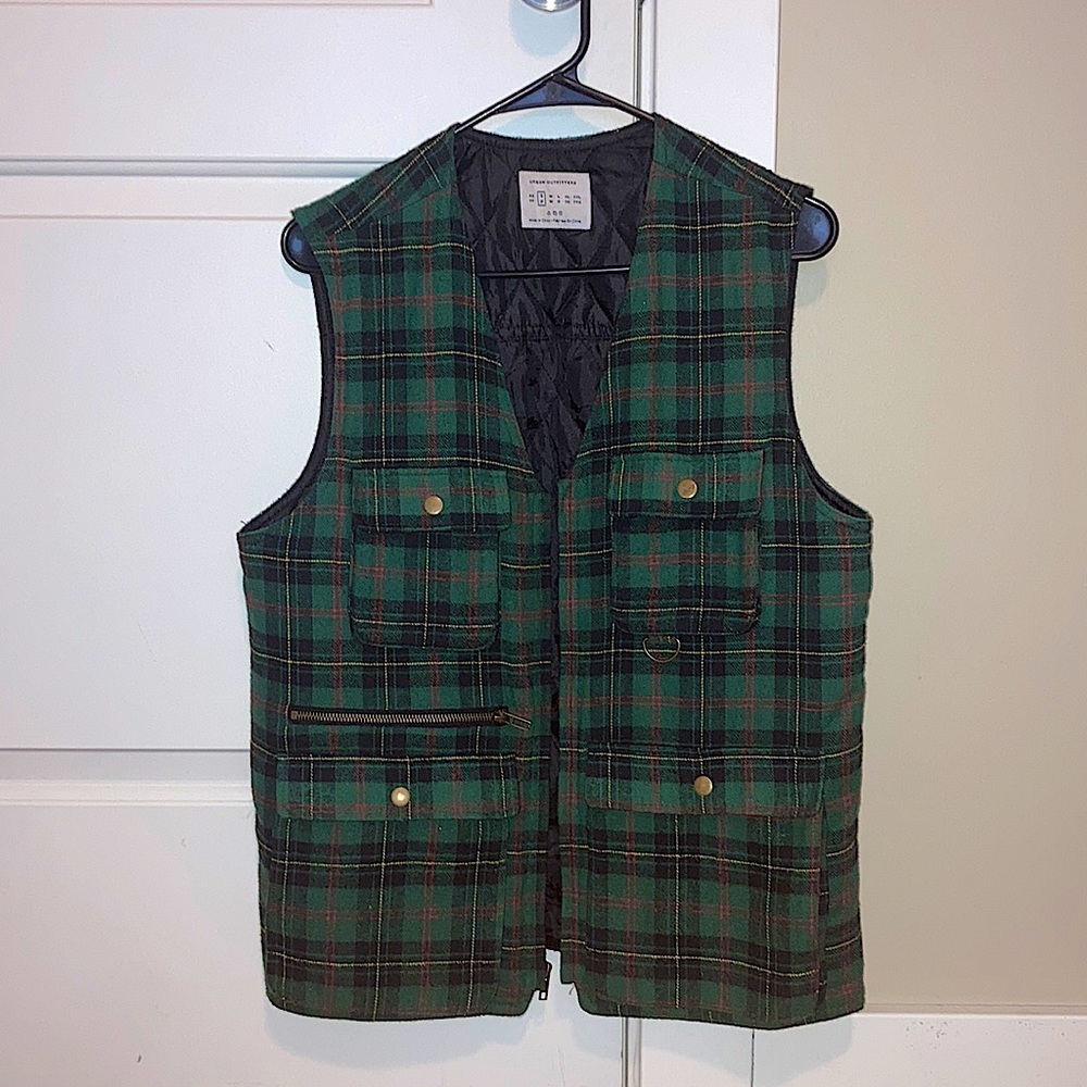 Urban Outfitters Green/Black/Red/Yellow Plaid Vest